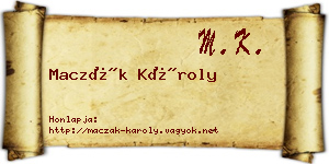 Maczák Károly névjegykártya